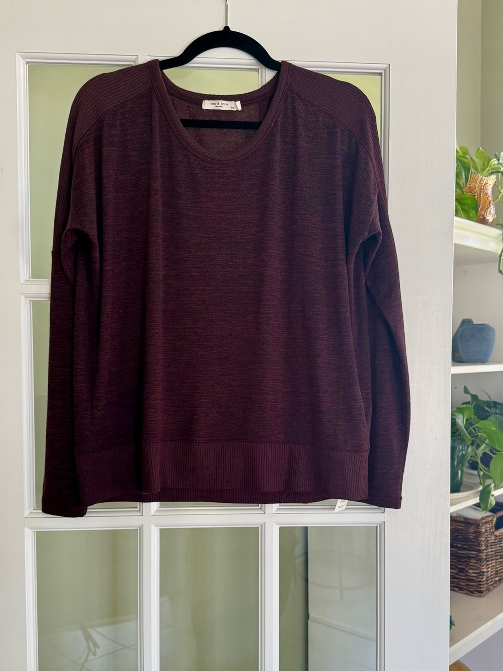 rag & bone Burgundy Long Sleeve Knit Top Sweater Women's Size Medium Soft